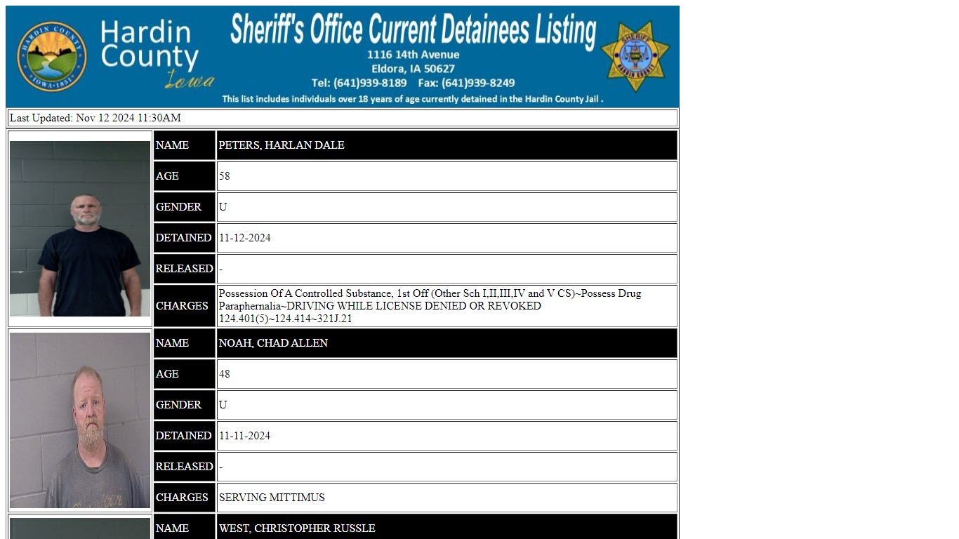 Hardin County Current Detainees - 209.152.119.10